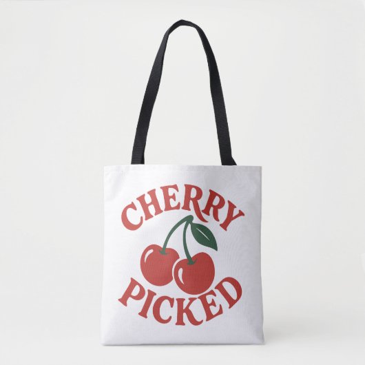 Cherry Picked Trendy Retro Fruit Graphic Draagtas (Voorkant)