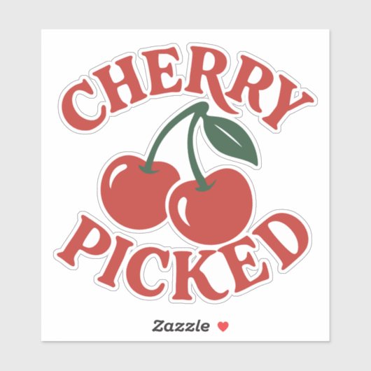 Cherry Picked Trendy Retro Fruit Graphic Sticker (Vel)