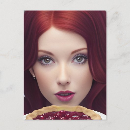 Cherry Pie Goddess Femme imaginaire art Carte post (Devant)