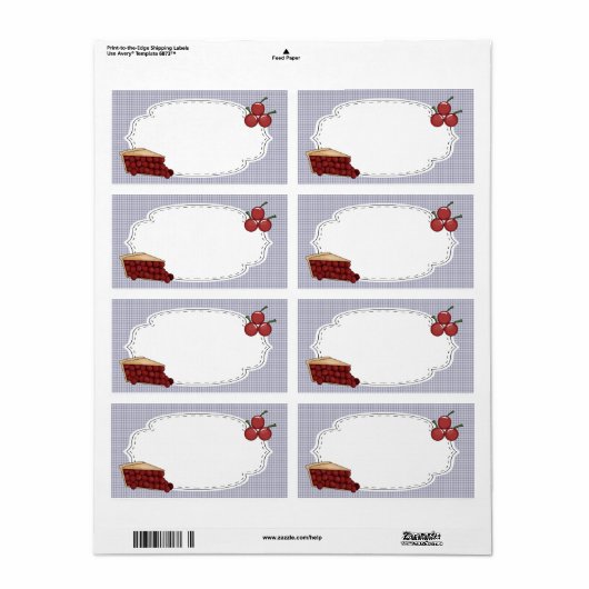 Cherry Pie Label (Full Sheet)