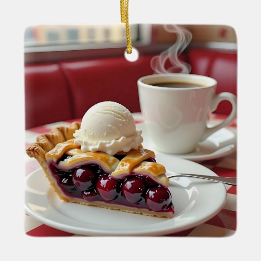 Cherry Pie, Vanilla Ice Cream & Koffie Keramisch Ornament (Voorkant)