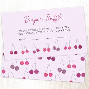 Cherry Pink Baby shower Luier Raffle Informatiekaartje