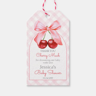 Cherry Pink Bow Baby shower Bedankt Cadeaulabel