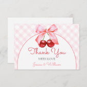 Cherry Pink Bow Baby shower Bedankt Card (Voorkant / Achterkant)
