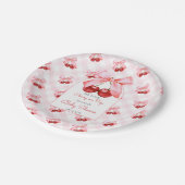 Cherry Pink Bow Baby shower Papieren Bordje (Gekanteld)