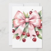 Cherry Pink Bow Cherry sur Baby shower Invitation (Dos)