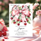 Cherry Pink Bow Cherry sur Baby shower Invitation