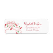 Cherry Pink Bow Retouradres Label (Voorkant)