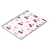 Cherry & Pink Bows Pattern - Coquette Aesthetic  Notitieboek (Linkerzijde)