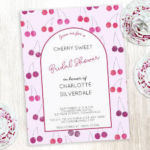 Cherry Pink bruids douche uitnodiging