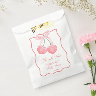 Cherry pink coquette baby shower bedankzakje