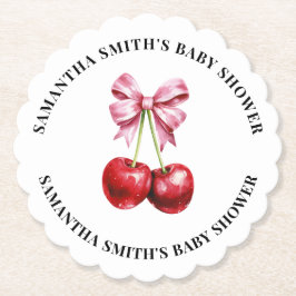 Cherry Pink Coquette Baby shower Kartonnen Onderzetters