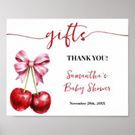 Cherry Pink Coquette Gifts Baby shower Sign Poster