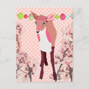 Cherry Pink Fawn Pokadot Briefkaart
