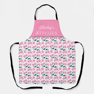 Cherry Pink Personalized Apron | Custom Name Apron Schort