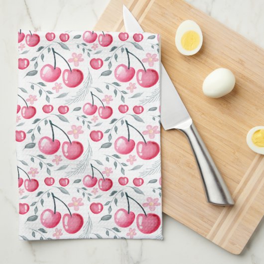 Cherry Pink Personalized Tea Towel | Custom Name K Theedoek (Quarter Fold)
