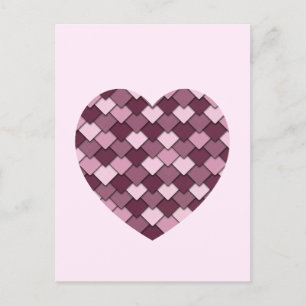 Cherry Pink Square en Diamond hart Briefkaart