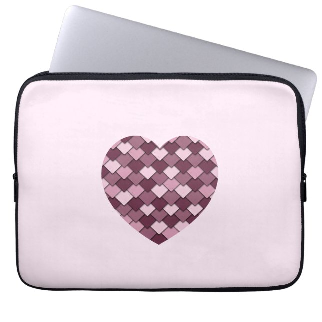 Cherry Pink Square en Diamond hart Laptop Sleeve (Voorkant)