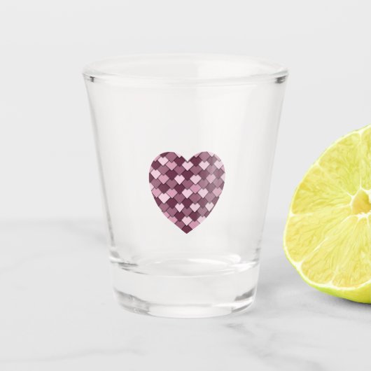 Cherry Pink Square en Diamond hart Shot Glas (Voorkant)