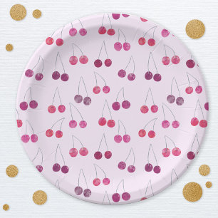Cherry Pink Waterverf Papieren Bordje