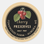Cherry PReserves Black en Kraft  Cherries Ronde Sticker (Voorkant)