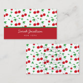 Cherry Print Retro Moderne luxe Visitekaartje (Voorkant / Achterkant)