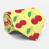 Cherry Print Stropdas- Geel Stropdas (Opgerold)