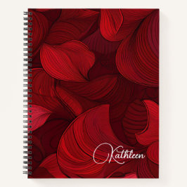 Cherry Red Abstract Leaf gepersonaliseerd Notitieboek