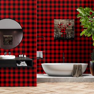 Cherry Red Black 3 Inch Lumberjack Buffalo Plaid Behang