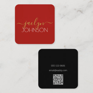 Cherry Red Black Gold gepersonaliseerde naam minim Vierkante Visitekaartje
