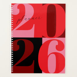 Cherry Red Bold Year Color Block Planner