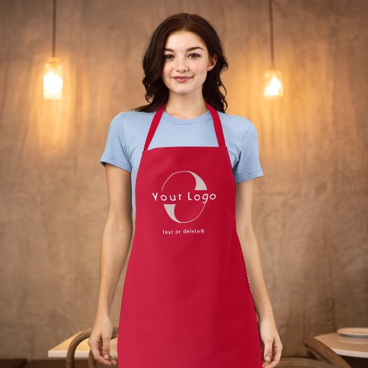 Cherry red Business logo + tekst Bedrijfsmerk Long Schort