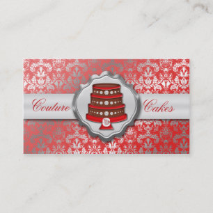 Cherry Red Cake Couture Glitzy Damask Cake Bakery Visitekaartje