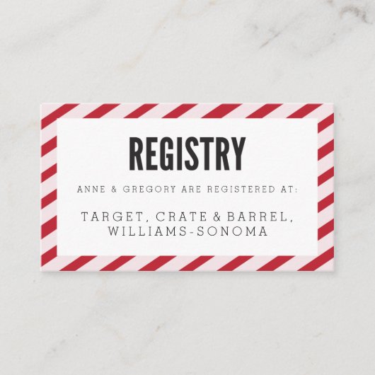 Cherry Red Carnival Stripes Registry Insert Kaart (Voorkant)