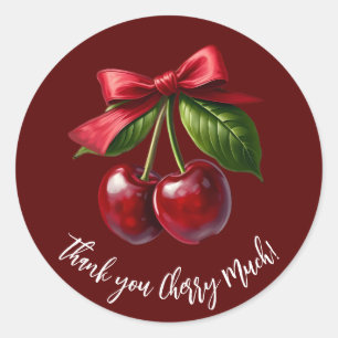 Cherry Red-Cherries met een boog Ronde Sticker