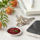 Cherry Red-Cherries met een boog Sleutelhanger (Zijkant)