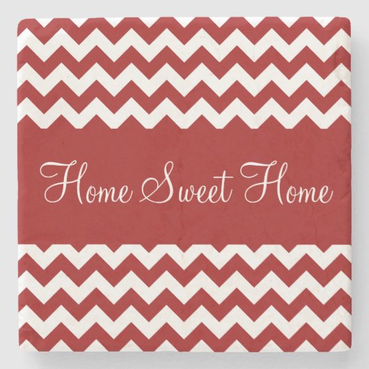 Cherry Red Chevron Stripes Stenen Onderzetter (Voorkant)