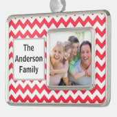 Cherry Red Chevron Verzilverd Kader Ornament (Links)