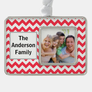 Cherry Red Chevron Verzilverd Kader Ornament