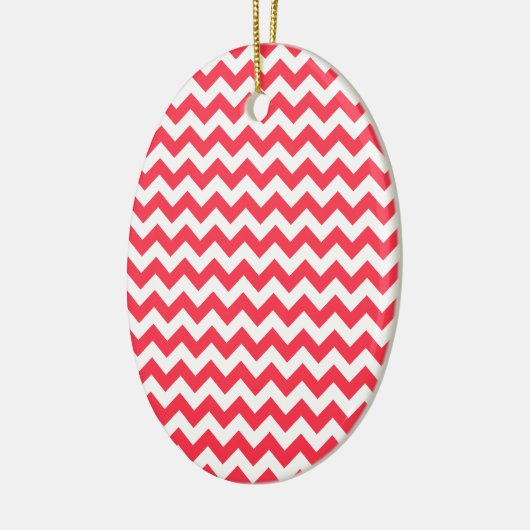 Cherry Red Chevron Zigzag Keramisch Ornament (Links)