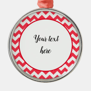 Cherry Red Chevron Zigzag Metalen Ornament