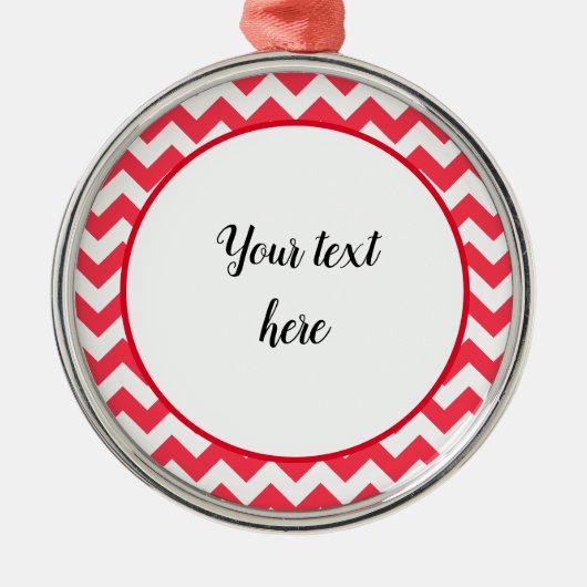 Cherry Red Chevron Zigzag Metalen Ornament (Voorkant)