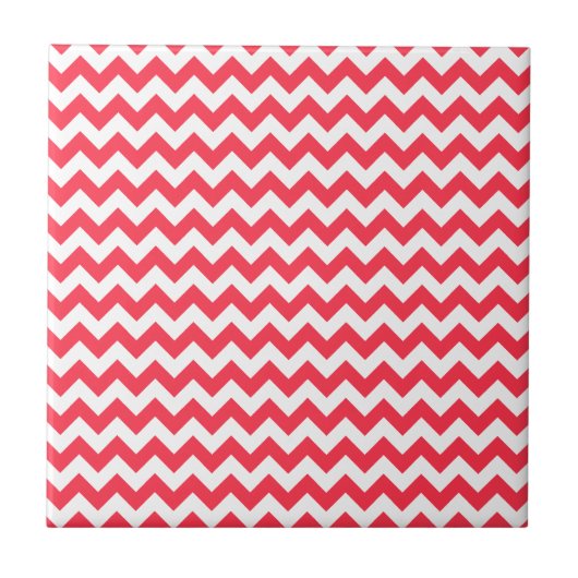 Cherry Red Chevron Zigzag Tegeltje (Voorkant)