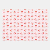 Cherry Red Coquette Bow Girly Wrapping Paper Set (Voorkant)