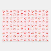 Cherry Red Coquette Bow Girly Wrapping Paper Set (Voorkant 2)