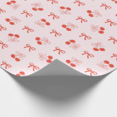 Cherry Red Coquette Christmas Wrapping Paper Roll Cadeaupapier (Hoek)