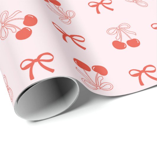 Cherry Red Coquette Christmas Wrapping Paper Roll Cadeaupapier (Rol Hoek)