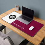 Cherry Red | Custom Business Logo Name, Slogan<br><div class="desc">Create your own company workspace branded decoration with our ergonomic burgundy cherry wine red Business Company Logo Desk Mat. This stylish, modern and professional desk mat allows you to personalize your boss, coworker or employee office in a unique way. Add corporate logo, name, profession, website, slogan, social media or any...</div>