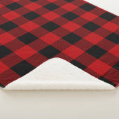 Cherry Red en Black Buffalo Plaid Sherpa Deken (3/4)