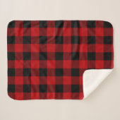 Cherry Red en Black Buffalo Plaid Sherpa Deken (Voorkant (horizontaal))